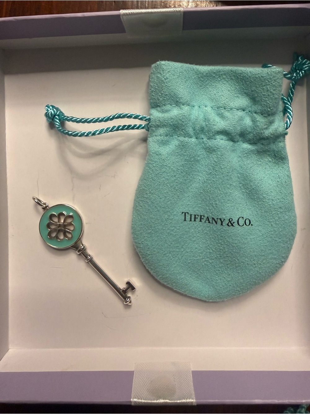 Tiffany & Co. Silver Key Charm with Tiffany Blue Enamel
